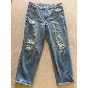 Old Navy Women's 16 O.G. Loose‎ High Rise Ripped Distressed Jeans Fit Light Wash